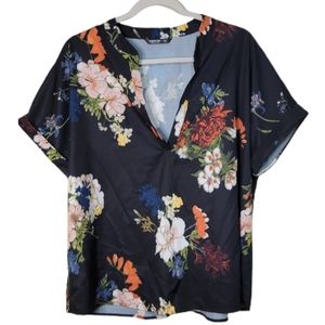 Shein Curve Notch Neck Floral Top Size 1XL